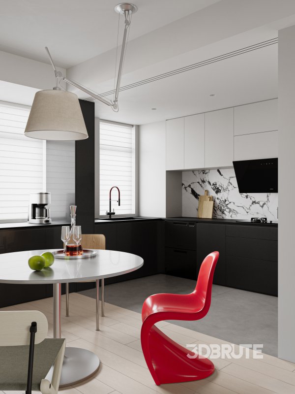 Modern living room and dining room interior scene Image 8