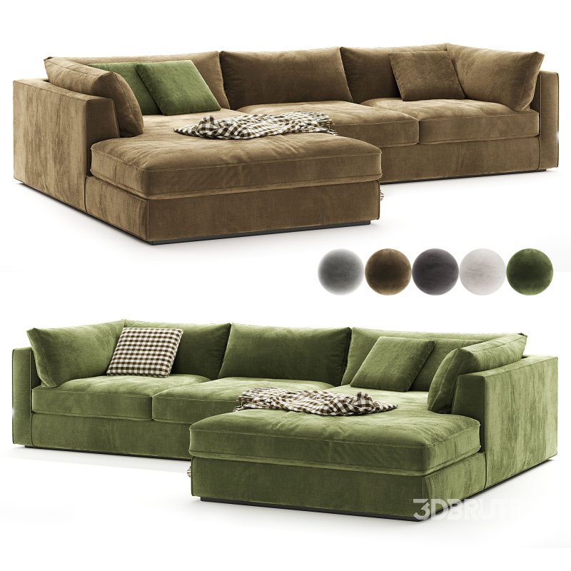 Oceanside Deep 2 Piece Left Arm Bumper Sectional Sofa Image 3