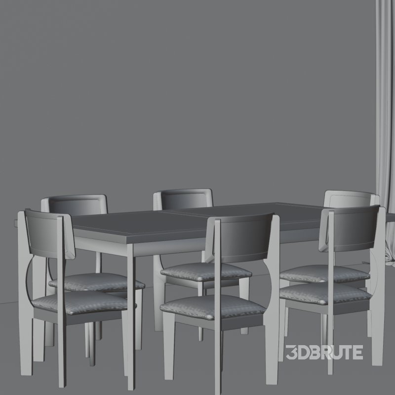 Modern Wooden Dining Table and Chairs Set Image 3