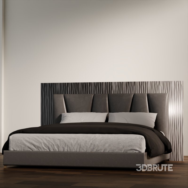 Stylish Modern Bed with Cushions and Headboard Image 4