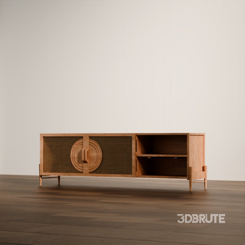 Vintage Rattan TV Stand Image 7