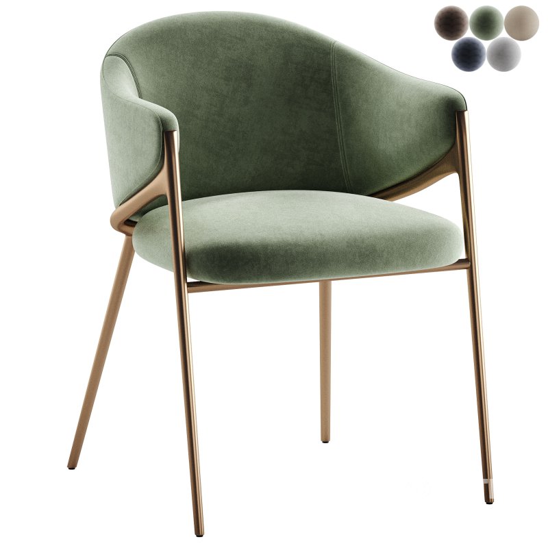 Chair Gwen Khaki Velvet Fire Retardant Image 6