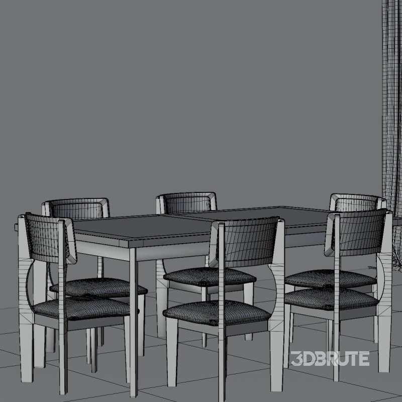 Modern Wooden Dining Table and Chairs Set Image 5