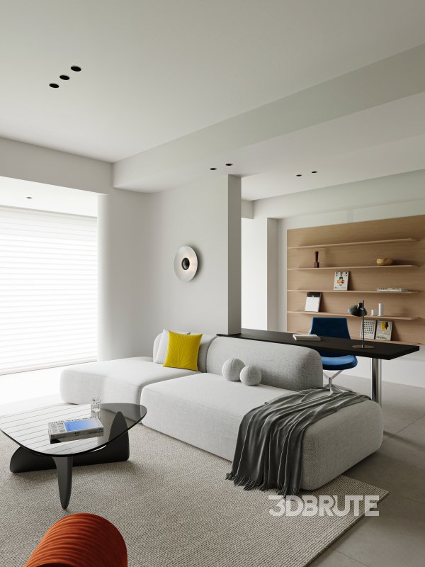 Modern living room and dining room interior scene Image 6