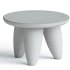 Contemporary Minimal Round Side Table 3 Legs in Travertine Stone Natural Pores - Thumbnail 1