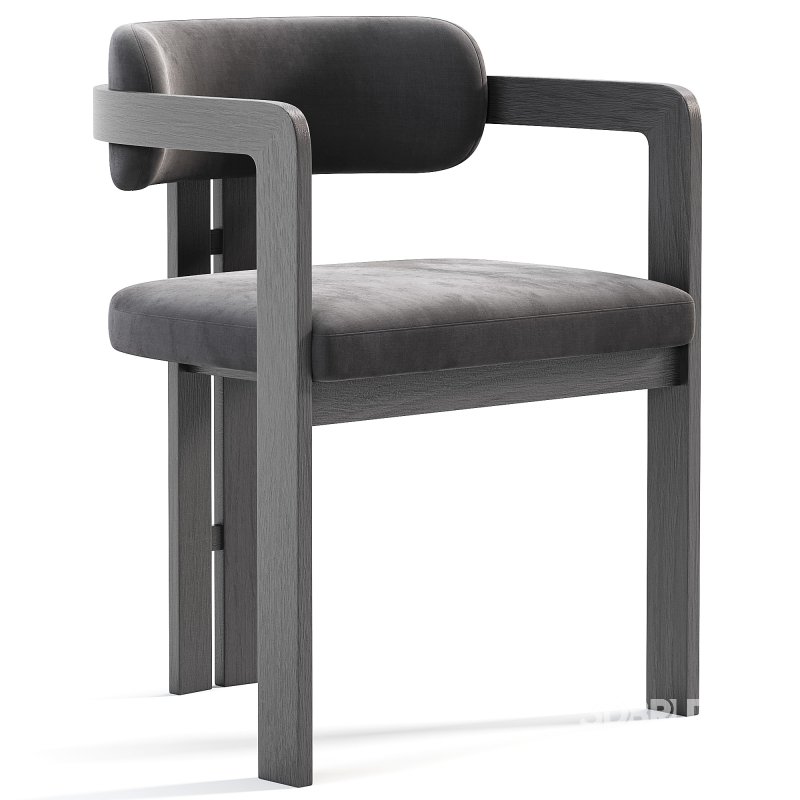 Curved Walnut Dining Chair Boucle Image 2