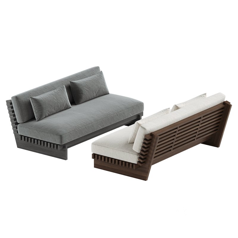 Taiko Stained Teak Outdoor Loveseat Image 6