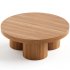 Brutalist Round Coffee Table in Red Oak Wood Veneer, Podio by NONO - Thumbnail 1
