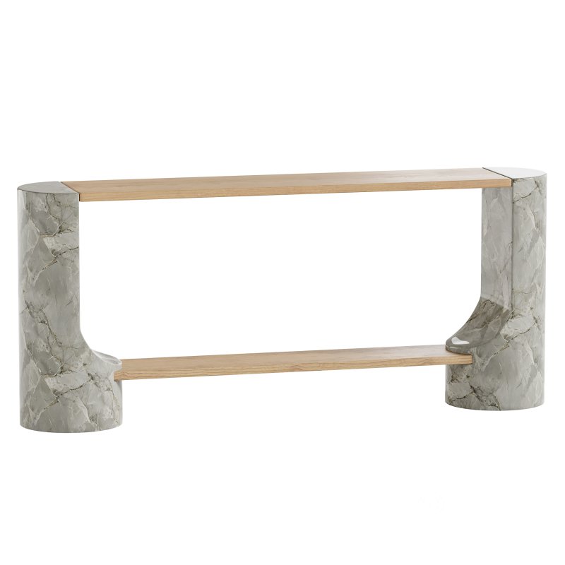 Black Marble and Oak Wood Console Table Reviews Image 5