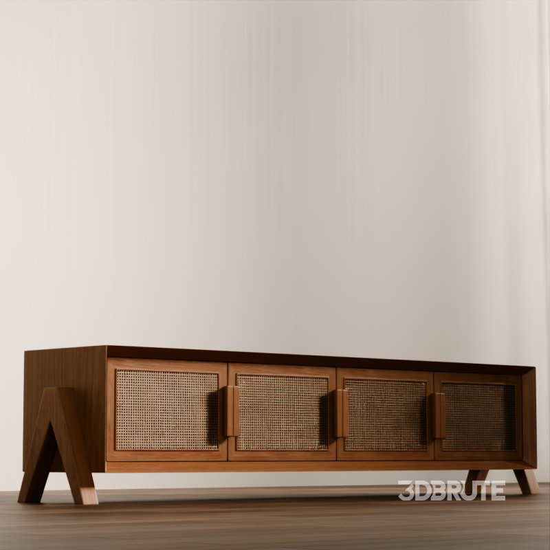 Rustic Wooden TV Console Image 3
