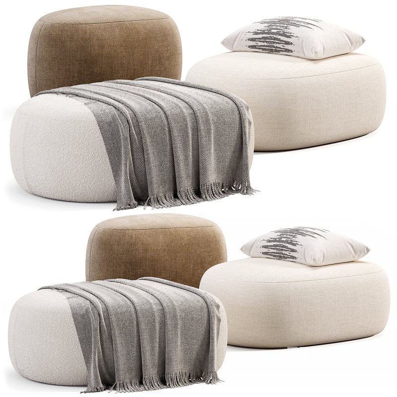 Pouf Ovale Design Scandinave En Tissu Boucle BILY Image 2