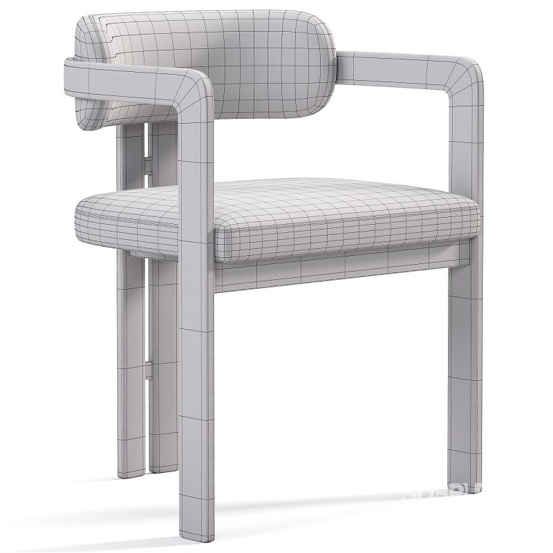 Curved Walnut Dining Chair Boucle Image 6