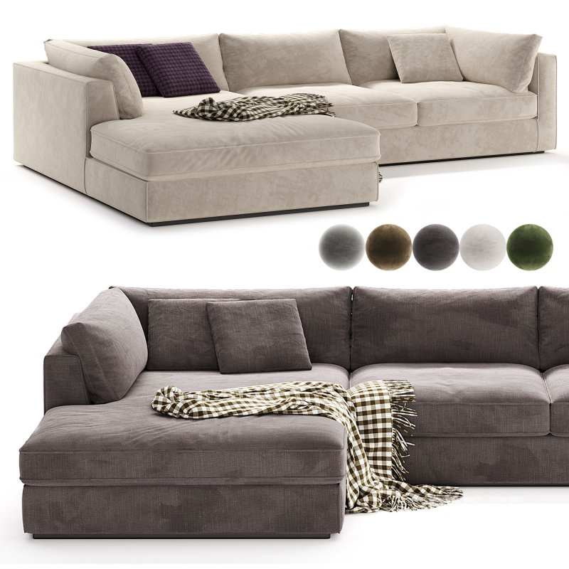 Oceanside Deep 2 Piece Left Arm Bumper Sectional Sofa Image 1