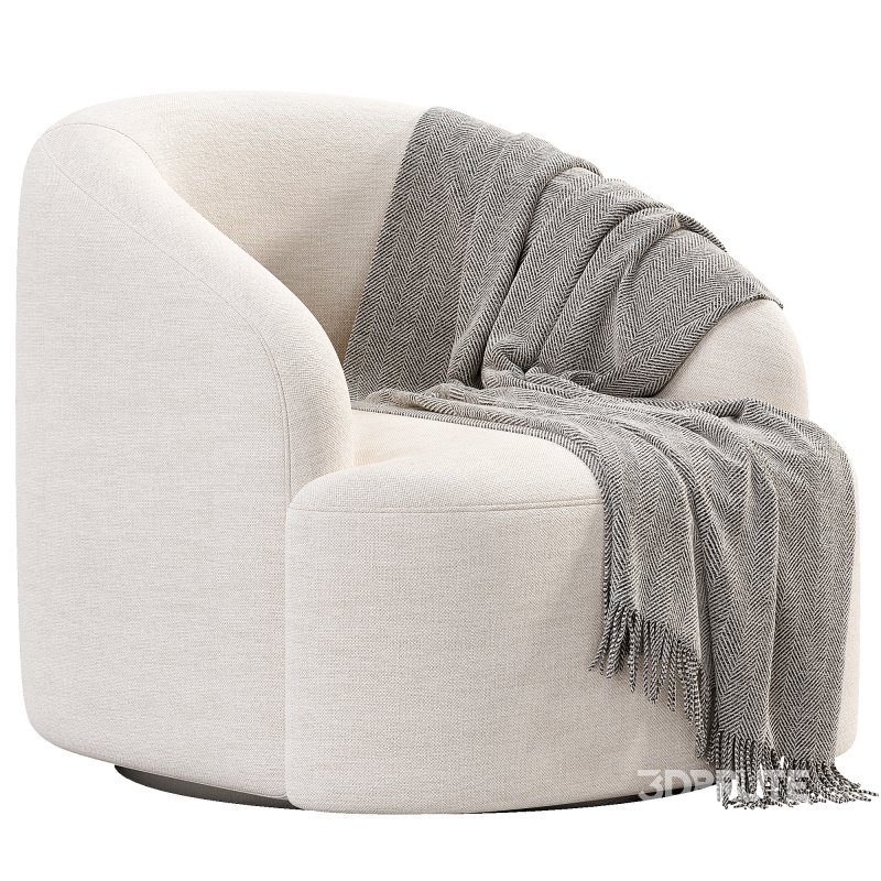 Boucle Upholstered Swivel Armchair Image 2