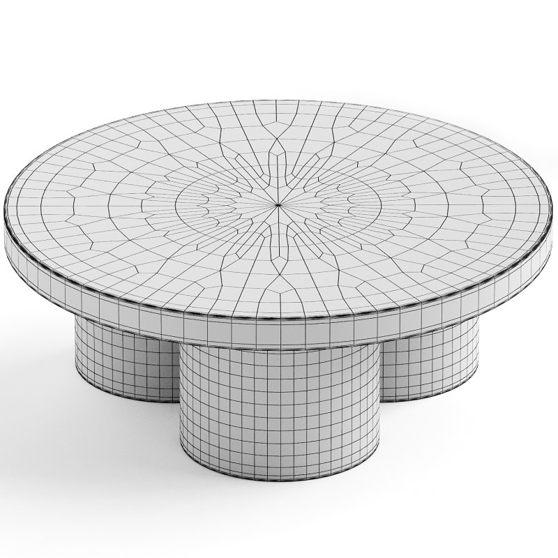 Brutalist Round Coffee Table in Red Oak Wood Veneer, Podio by NONO Image 2