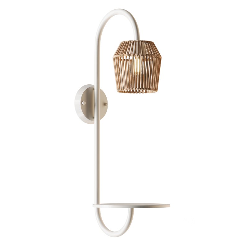 Alyza Rattan Plug-in Armed Sconce with Tray Table and Bulb Included Image 3
