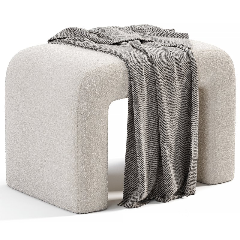 Rint Boucle White Pouf Image 2