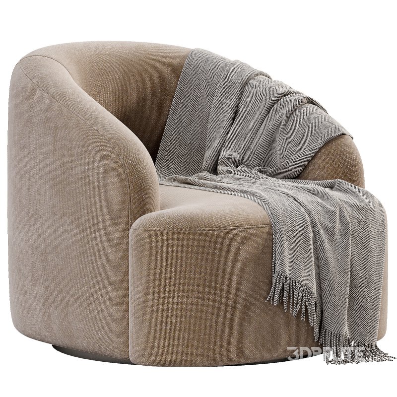 Boucle Upholstered Swivel Armchair Image 1