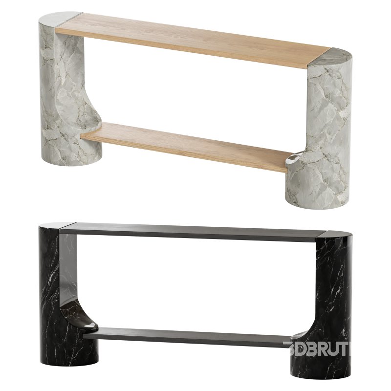 Black Marble and Oak Wood Console Table Reviews Image 1