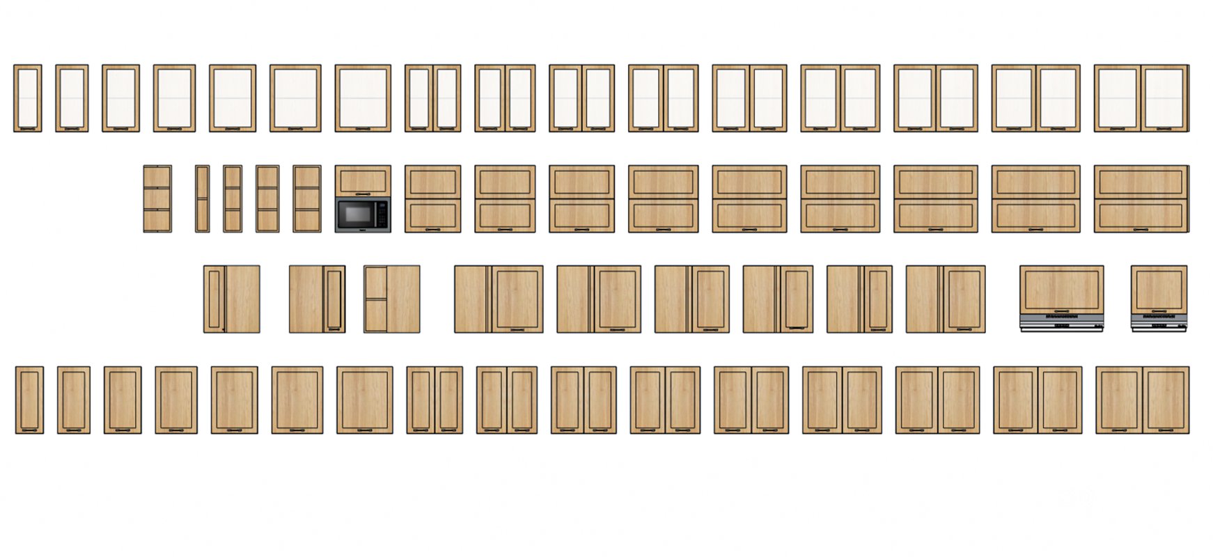 High-Quality Kitchen Cabinet 3D Model – Wood Design Fronts Image 8