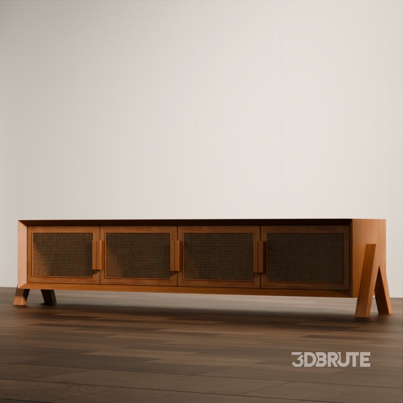 Rustic Wooden TV Console Image 4