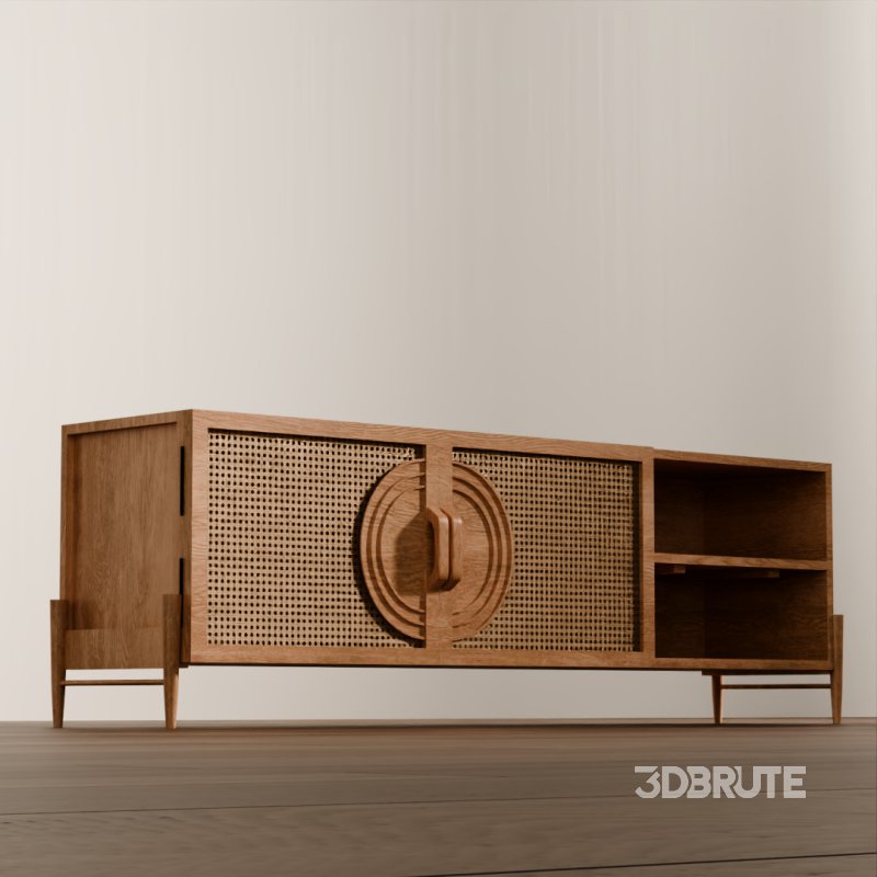 Vintage Rattan TV Stand Image 6