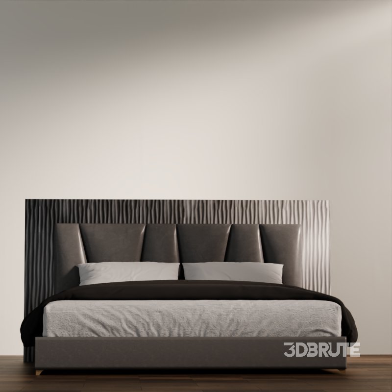 Stylish Modern Bed with Cushions and Headboard Image 3