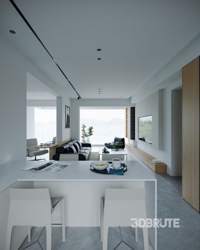 Modern living room and dining room interior scene Image 3