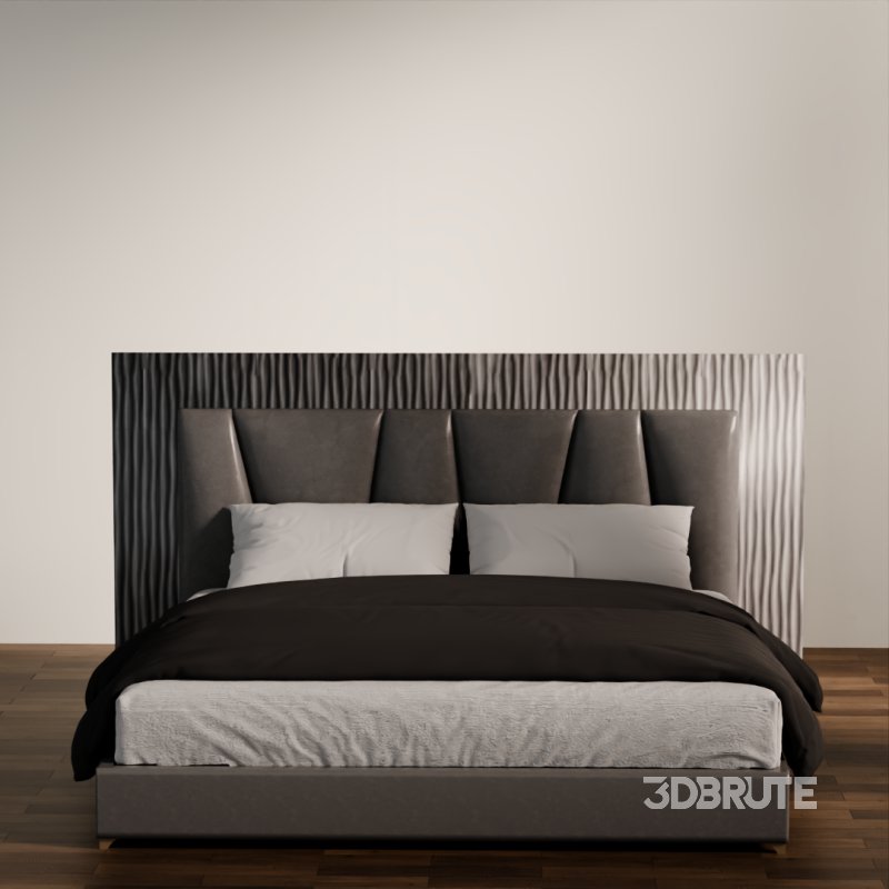 Stylish Modern Bed with Cushions and Headboard Image 1