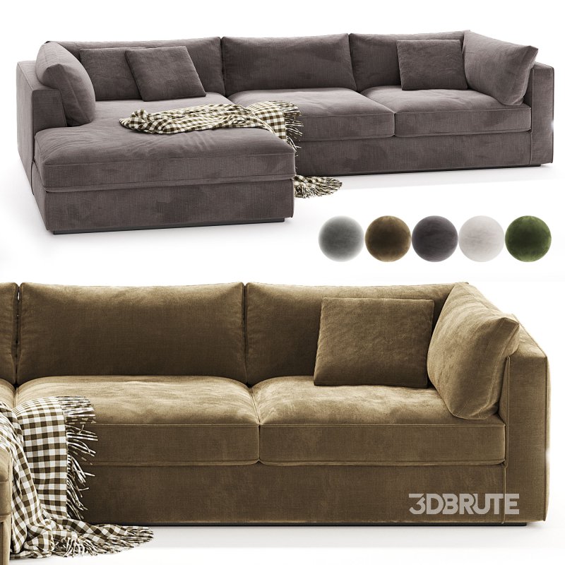 Oceanside Deep 2 Piece Left Arm Bumper Sectional Sofa Image 4