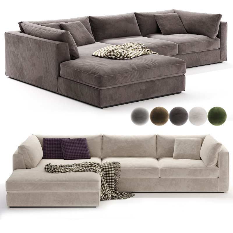 Oceanside Deep 2 Piece Left Arm Bumper Sectional Sofa Image 4
