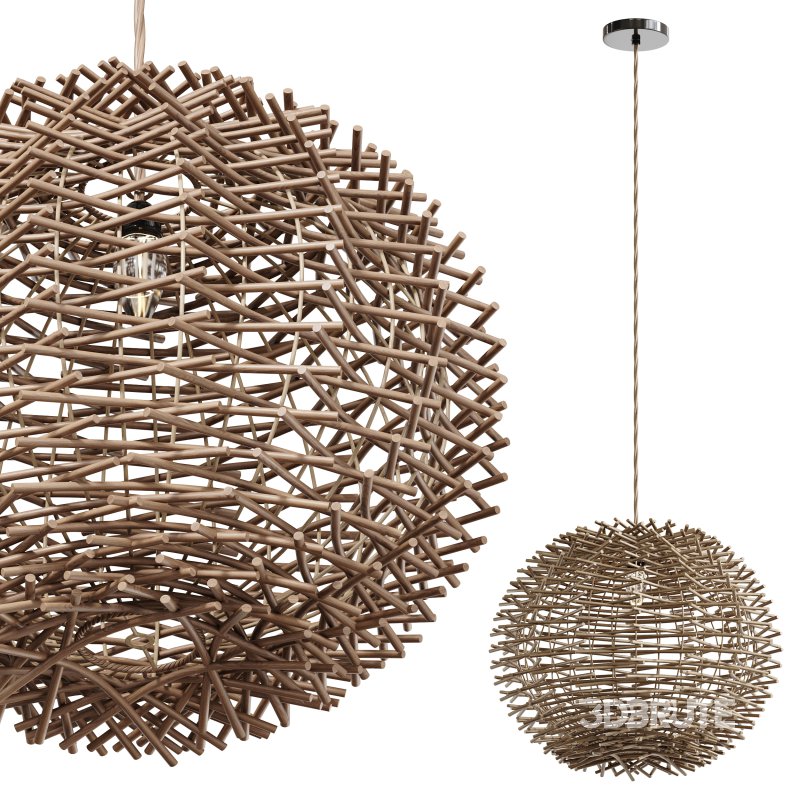 Bird Nest Rattan Lampshade Pendant Light Image 1