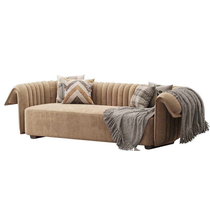 Curved Sofa Microfiber Leather Image 3