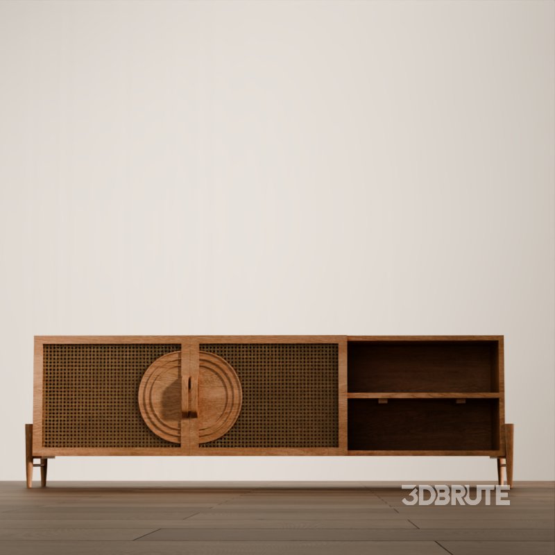 Vintage Rattan TV Stand Image 9