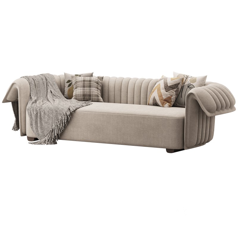 Curved Sofa Microfiber Leather Image 12