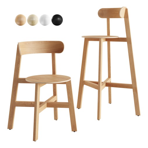 Roda Chair and Bar Stool by Branca Lisboa