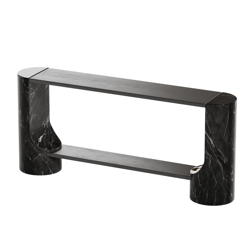 Black Marble and Oak Wood Console Table Reviews Image 3