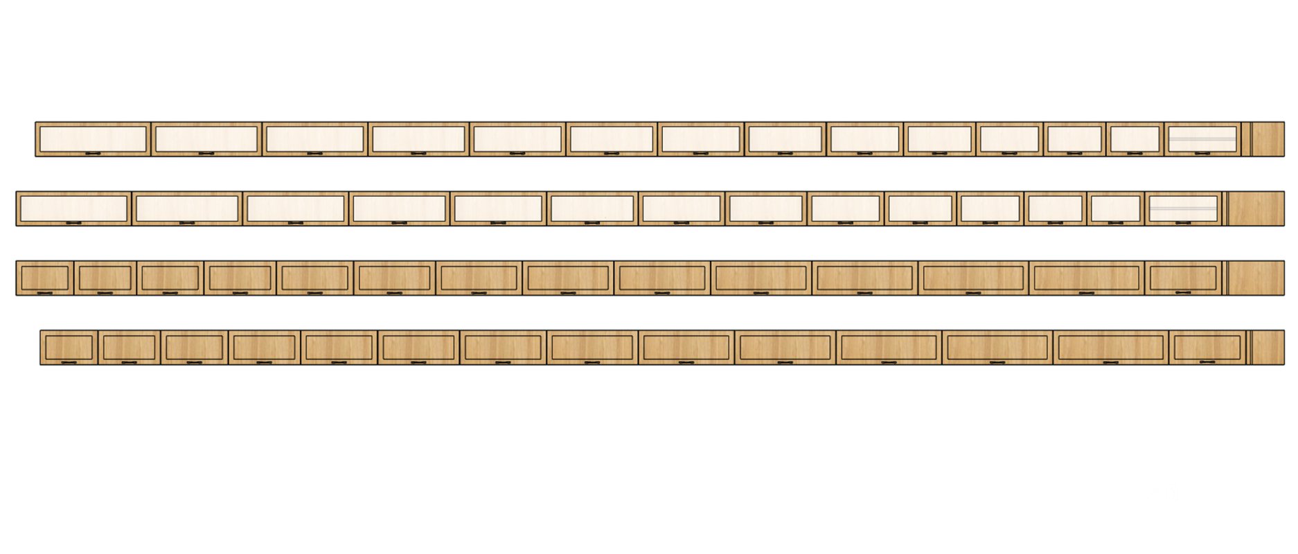 High-Quality Kitchen Cabinet 3D Model – Wood Design Fronts Image 6