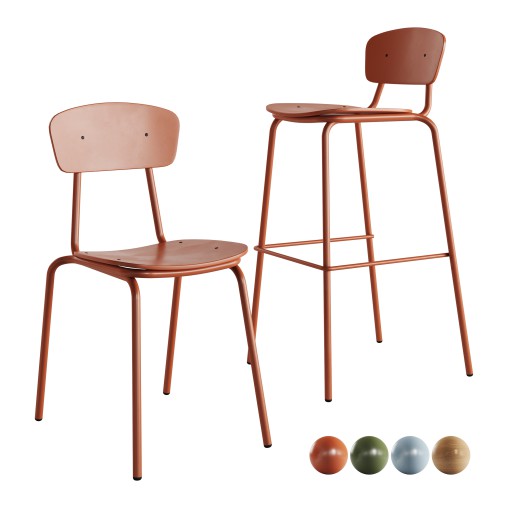 Simple Chair and Bar Stool by Mara