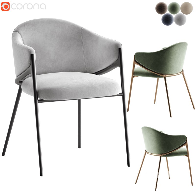 Chair Gwen Khaki Velvet Fire Retardant Image 2