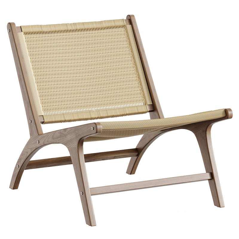 Hamma teak and natural rattan armchair Image 4