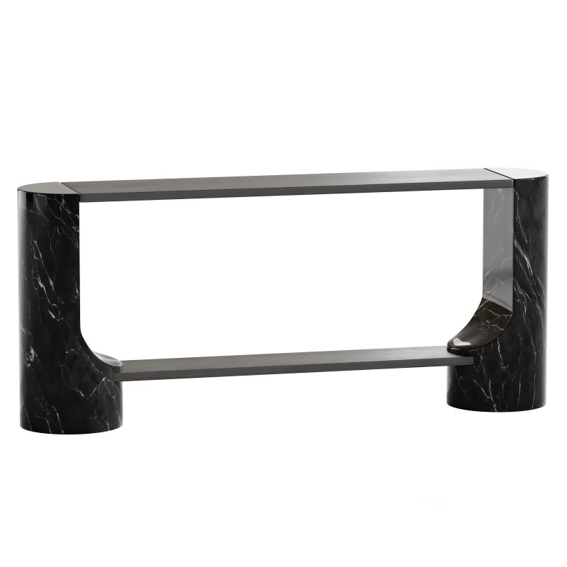 Black Marble and Oak Wood Console Table Reviews Image 2