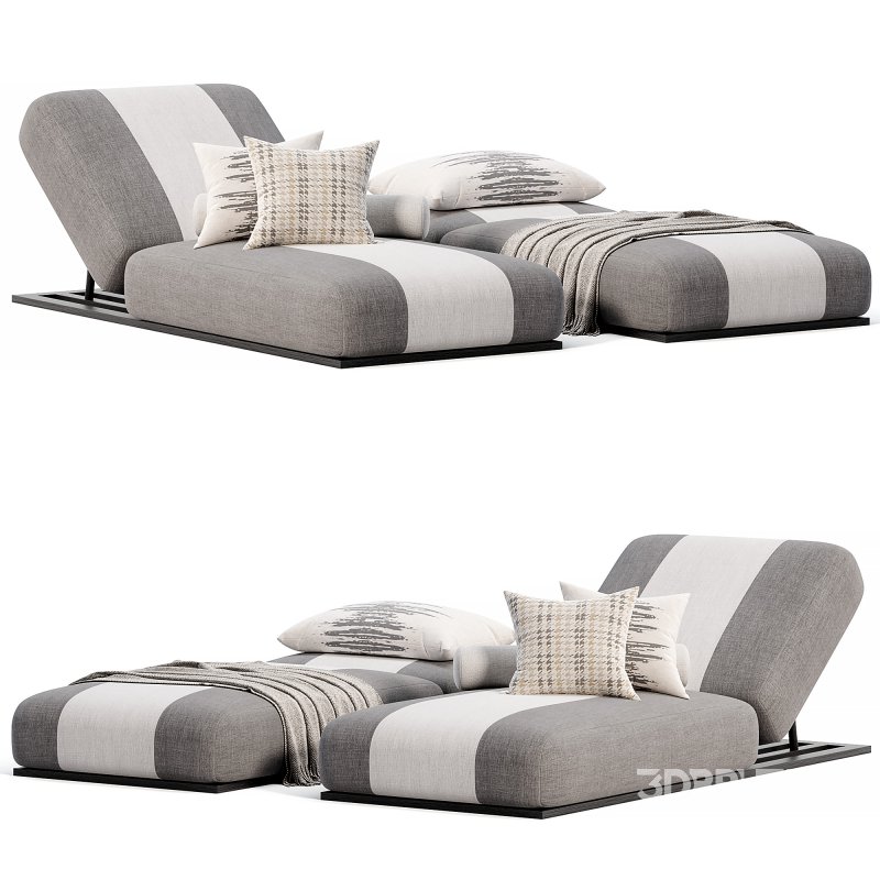 Joy Outdoor Fabric Sun Lounge Set With Side Image 1