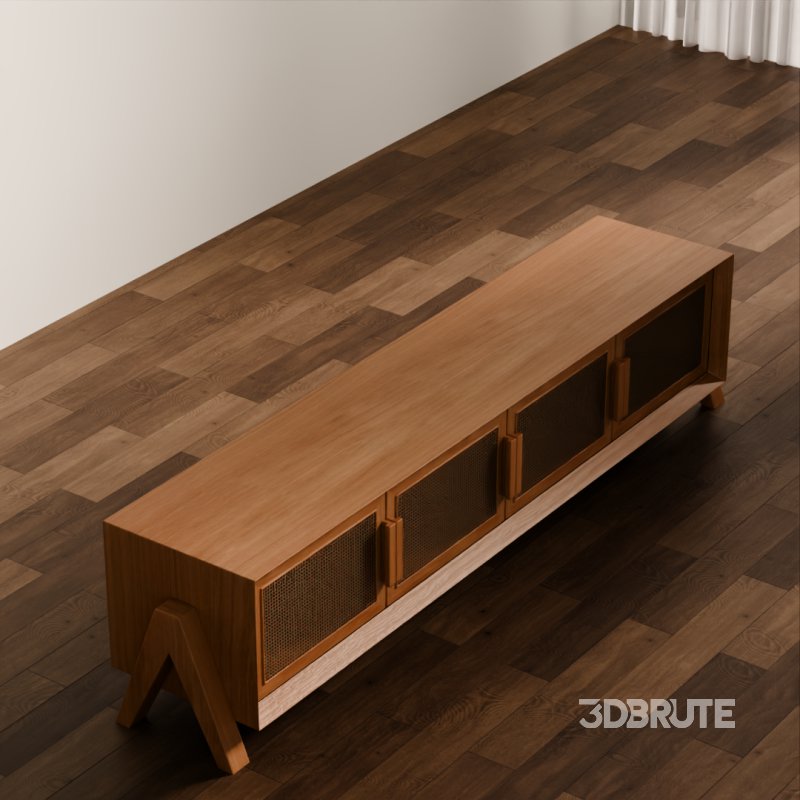 Rustic Wooden TV Console Image 2