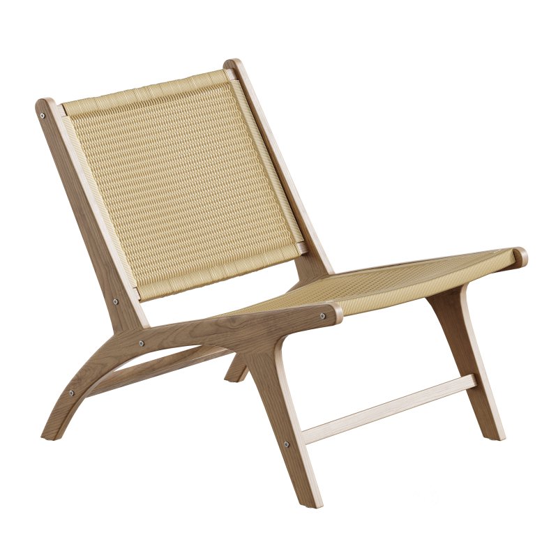 Hamma teak and natural rattan armchair Image 2