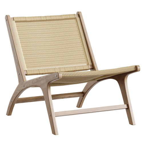Hamma teak and natural rattan armchair