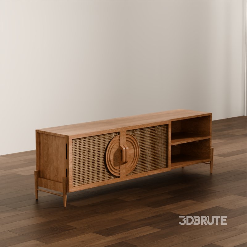 Vintage Rattan TV Stand Image 2