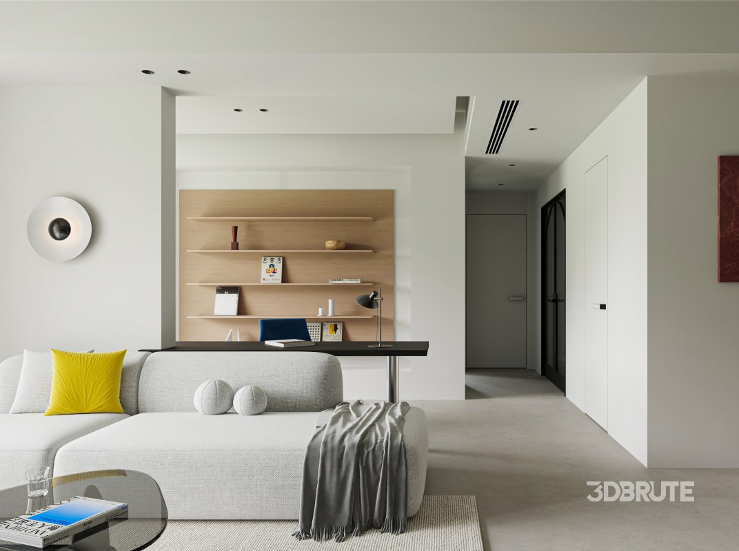 Modern living room and dining room interior scene Image 7