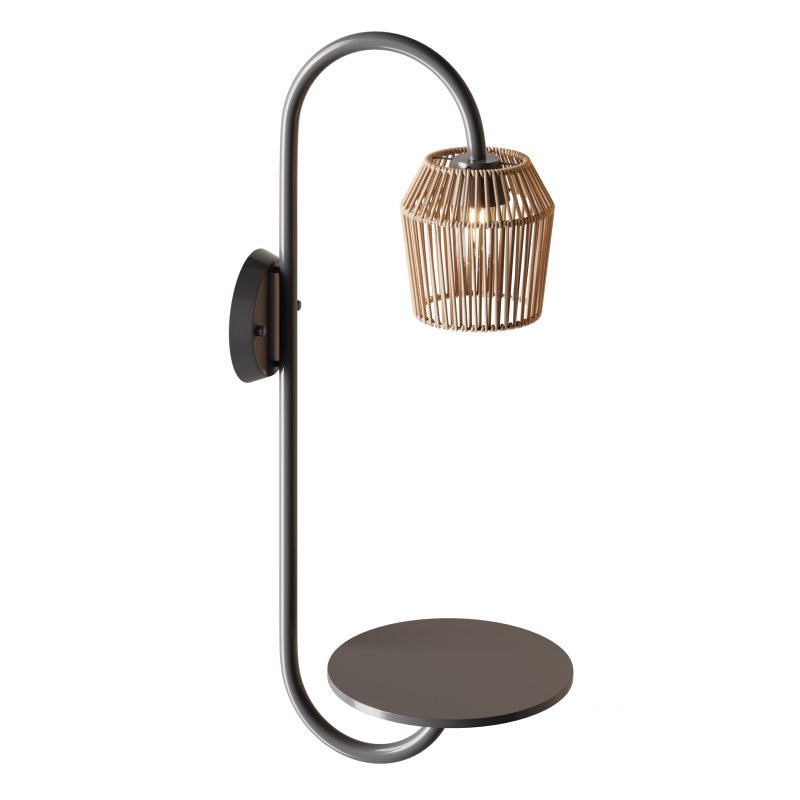 Alyza Rattan Plug-in Armed Sconce with Tray Table and Bulb Included Image 8