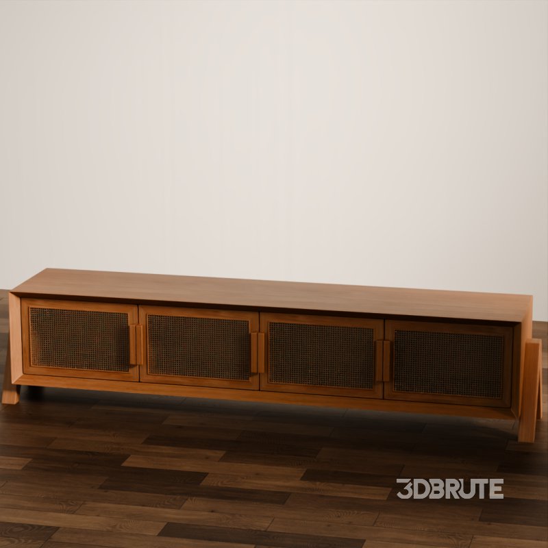 Rustic Wooden TV Console Image 1